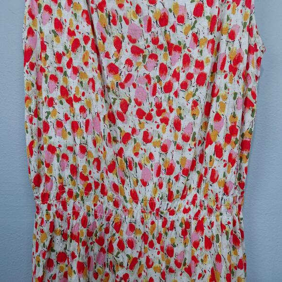 French Connection UK Style Dancing Tulips Draped Neck Top Sz XL Red Beige Floral - Picture 12 of 13